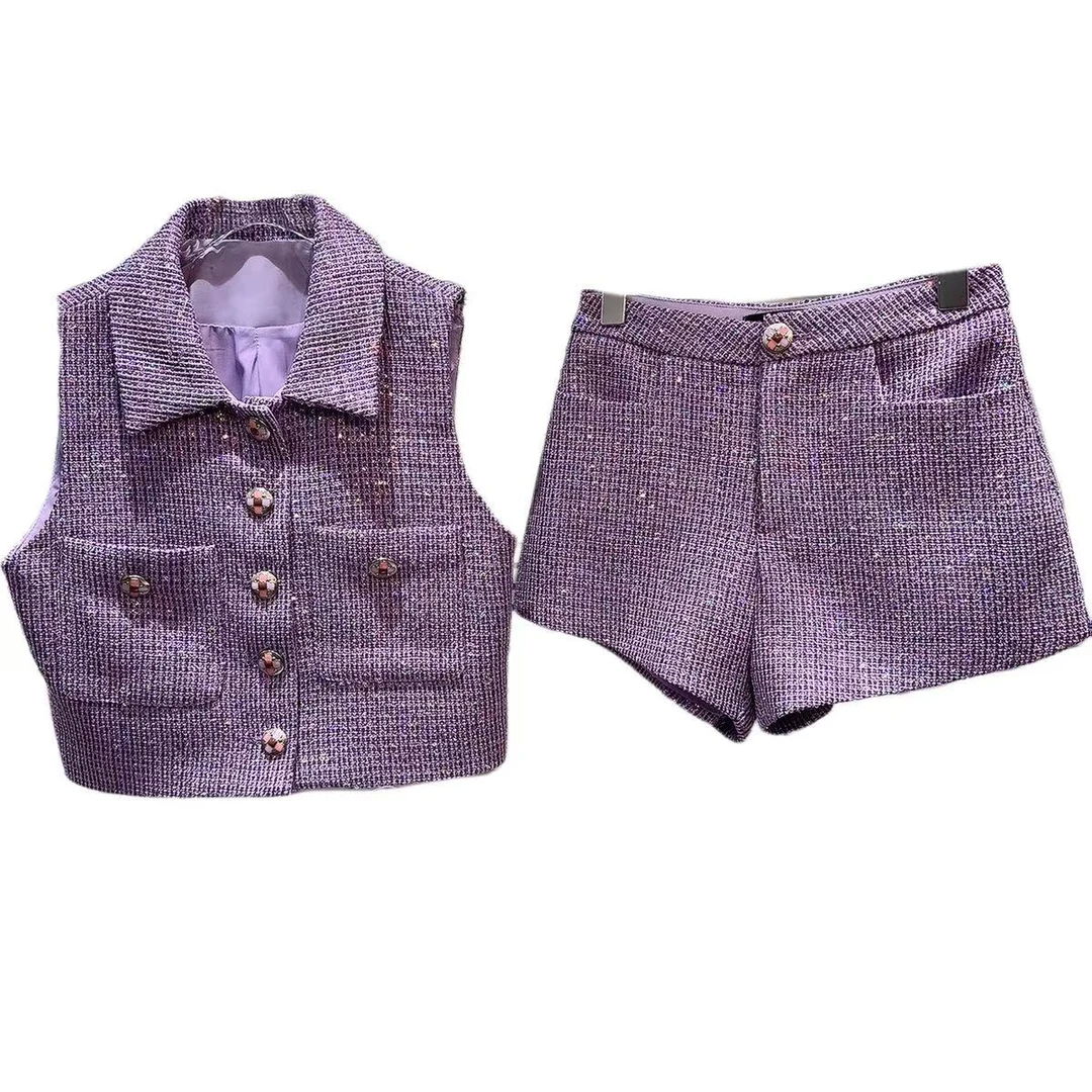 豆豆服饰小香风  马夹短裤套装