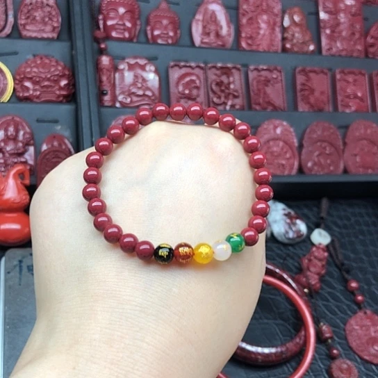 含辰砂工艺品0.6无路财神手链