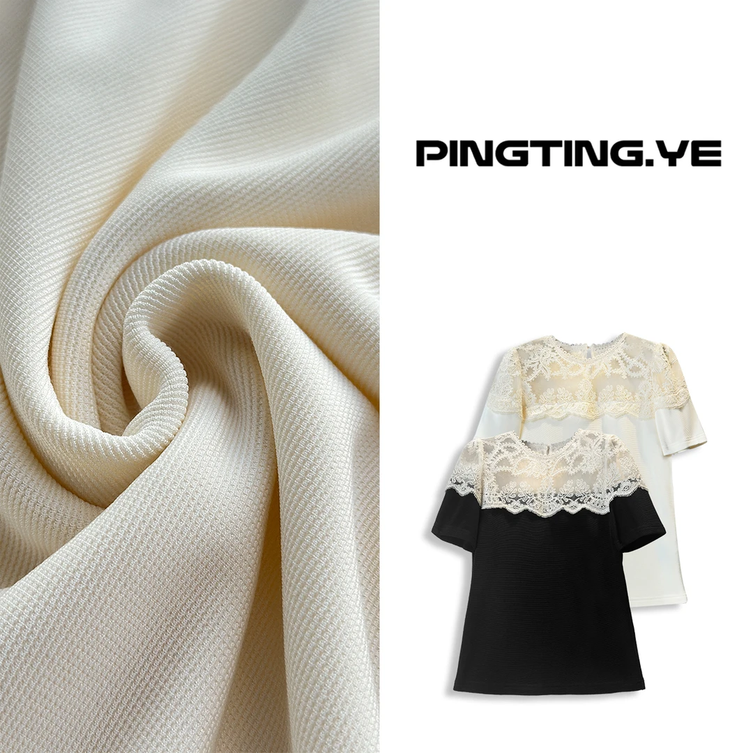 PINGTING.YE法式气质蕾丝拼接小众洋气短袖上衣PT3227