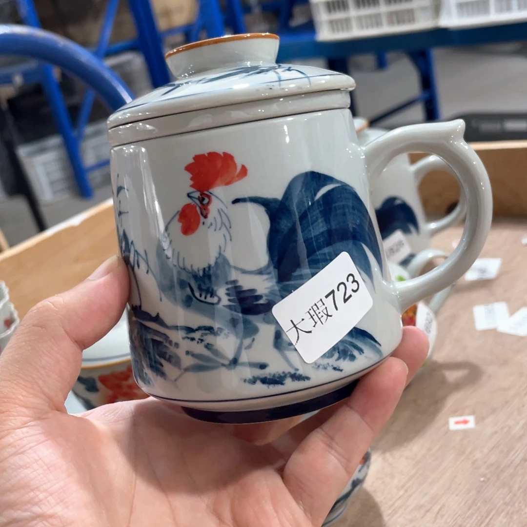 釉下手绘茶具微瑕