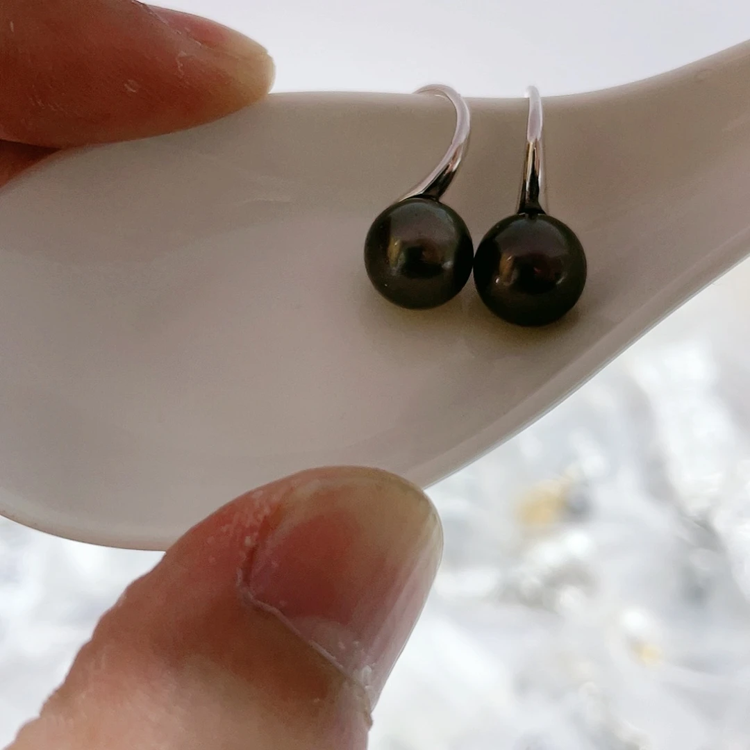 海水珍珠耳饰银S925镶嵌