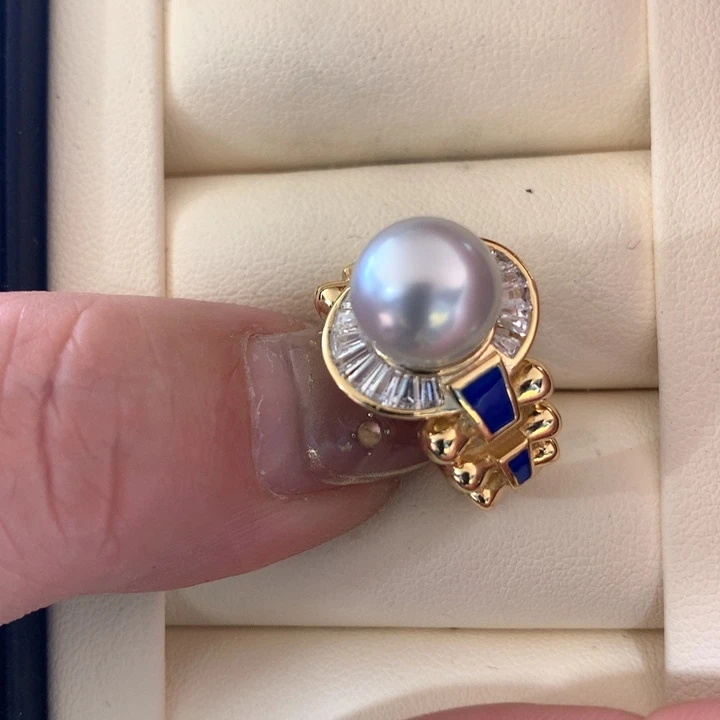 银S925镶嵌戒指 海水珍珠