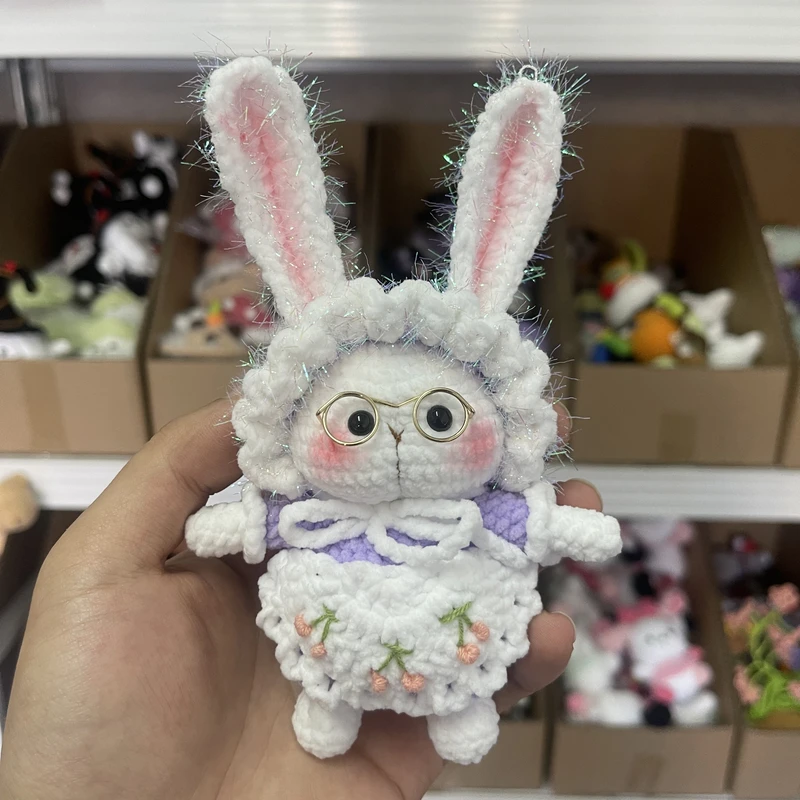 紫色立耳糖糖兔纯手工钩织玩偶成品现货挂件摆件配饰礼物