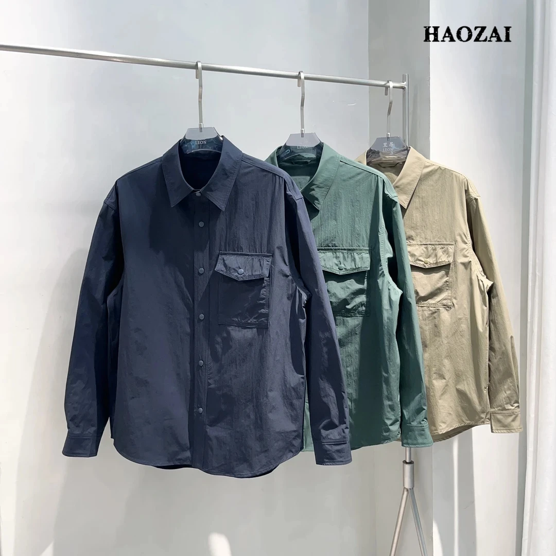 【赢家】夏季超薄款老钱风百搭宽松立体口袋翻领衬衫式夹克外套男