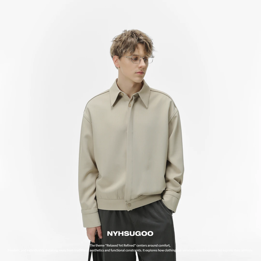 NYHSUGOO/南乙3512男士致橡树新品极简衬衫夹克短宽上衣外套