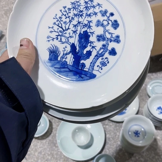 陶摆件景德镇瓷器青花盘4个