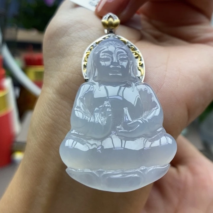 翡翠18K金镶嵌颈饰吊坠53