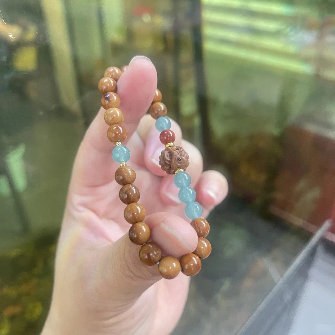 07库克菩提蓝水醒狮单圈手链手串