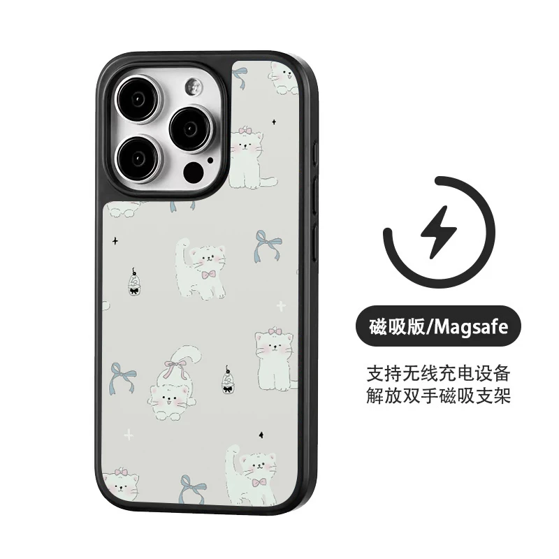 温柔猫咪磁吸适用苹果16手机壳iphone15promax新款1432华为pura70
