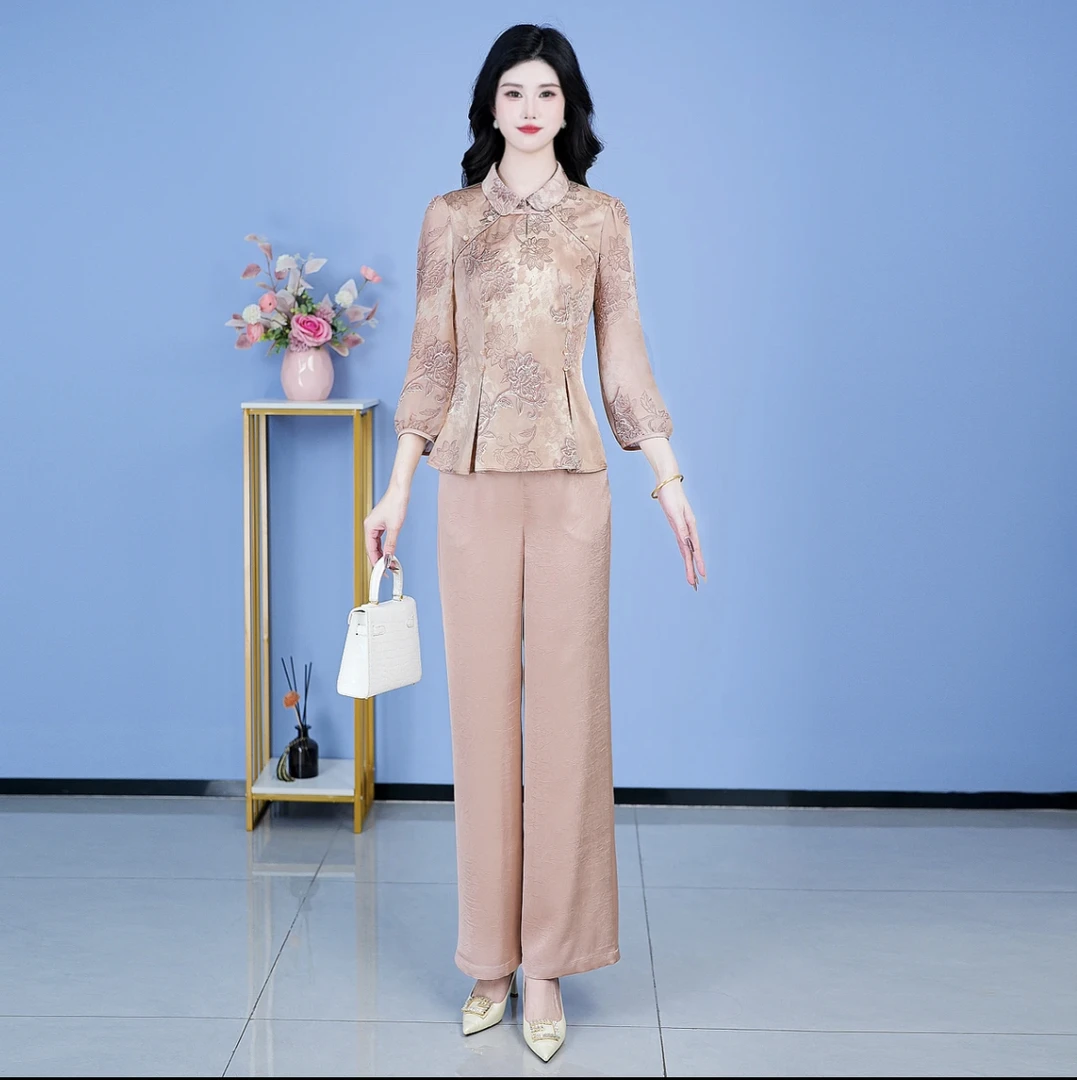 2025年春季新款套装时尚优雅两件套遮肚减龄洋气套装气质