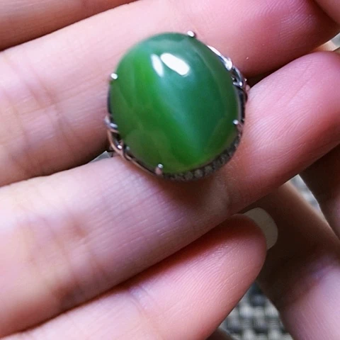 和田玉银S925镶嵌戒指