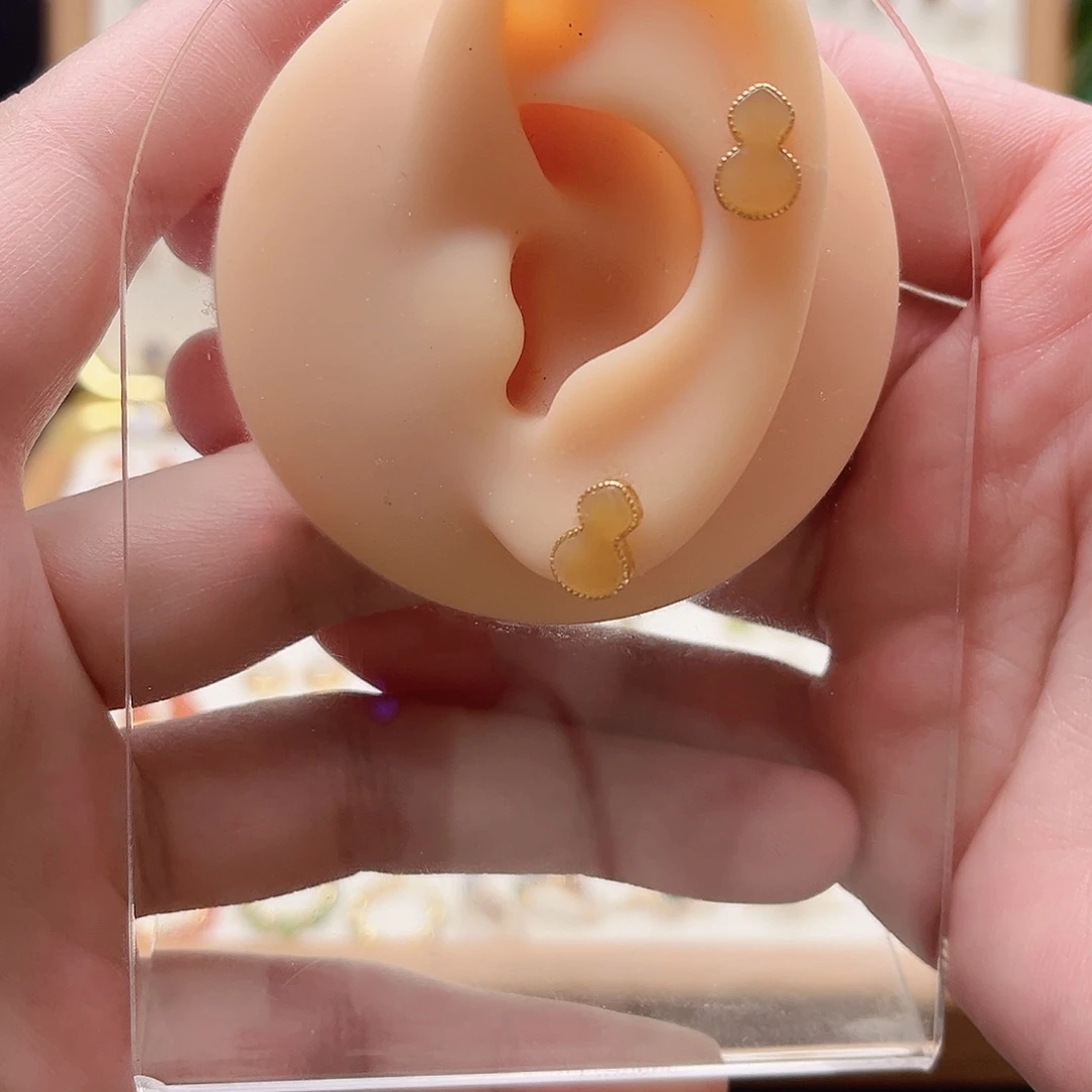 和田玉银S925镶嵌耳饰