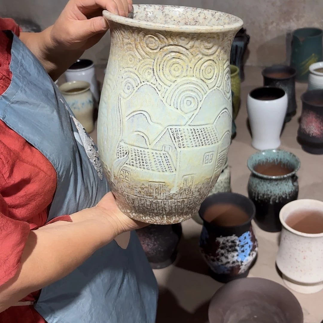 紫砂花盆口19高30