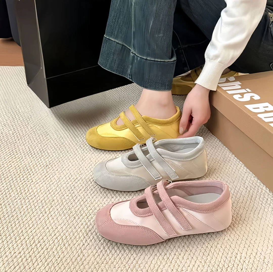 时尚百搭德训鞋女2025春夏新款小众设计复古一字带魔术贴玛丽珍鞋