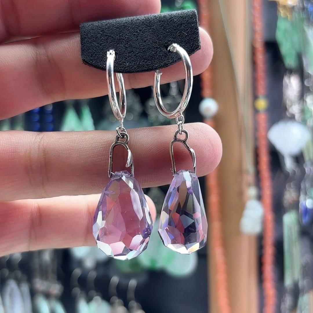 羊***弟紫晶耳饰银S925镶嵌