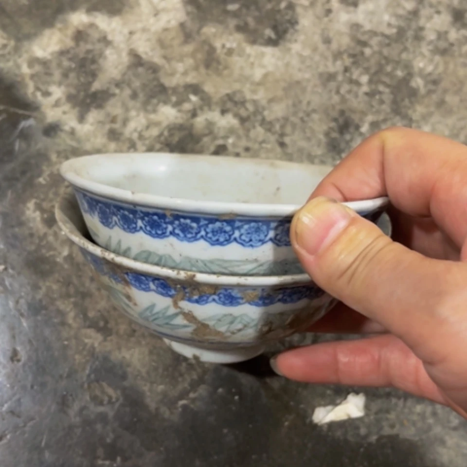 【闪购商品】紫砂盖碗大*.青花竹子饭碗2个