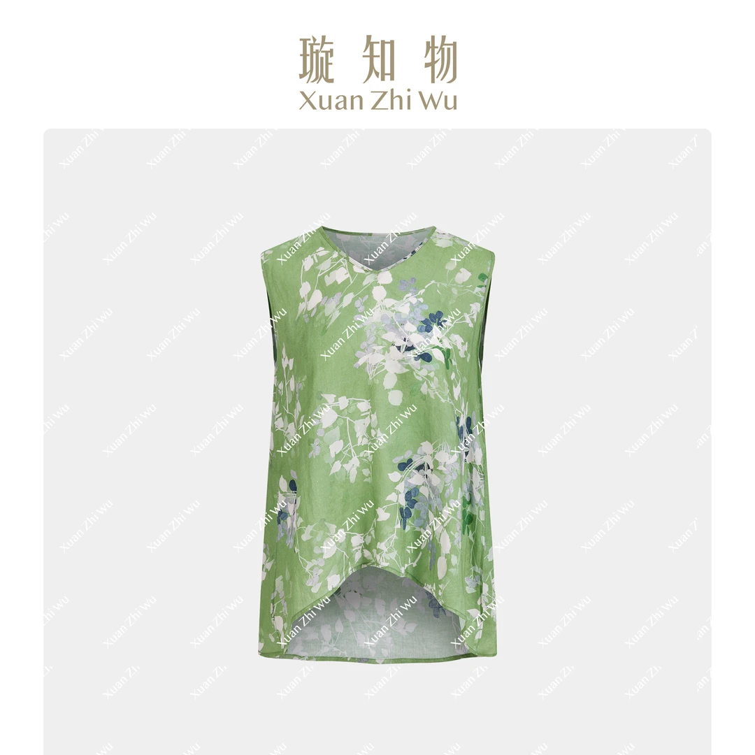 睡莲马甲高密苎麻天丝春色印花绽放宽松包容飘逸日常王璇原创设计