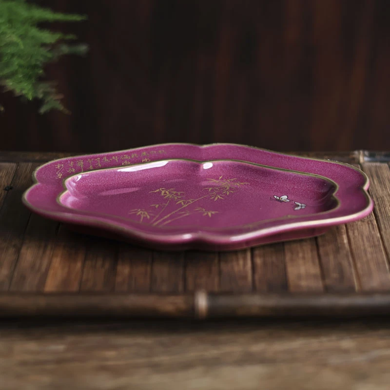 【陶珊居】 玫瑰紫竹海棠壶承（华隐S0637）