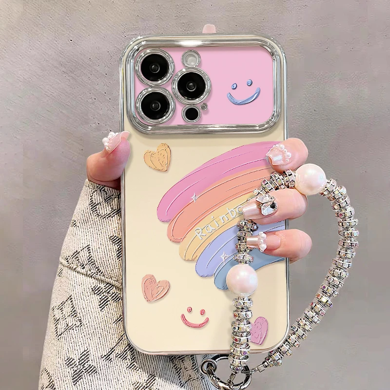 涂鸦彩虹适用苹果16promax/华为/vivo/oppo/小米电镀大视窗手机壳