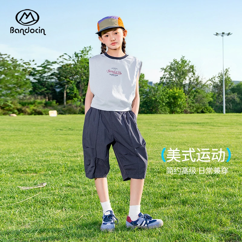 BANDOCIN女童夏日清凉套装休闲轻薄干爽户外夏季中大童运动两件套