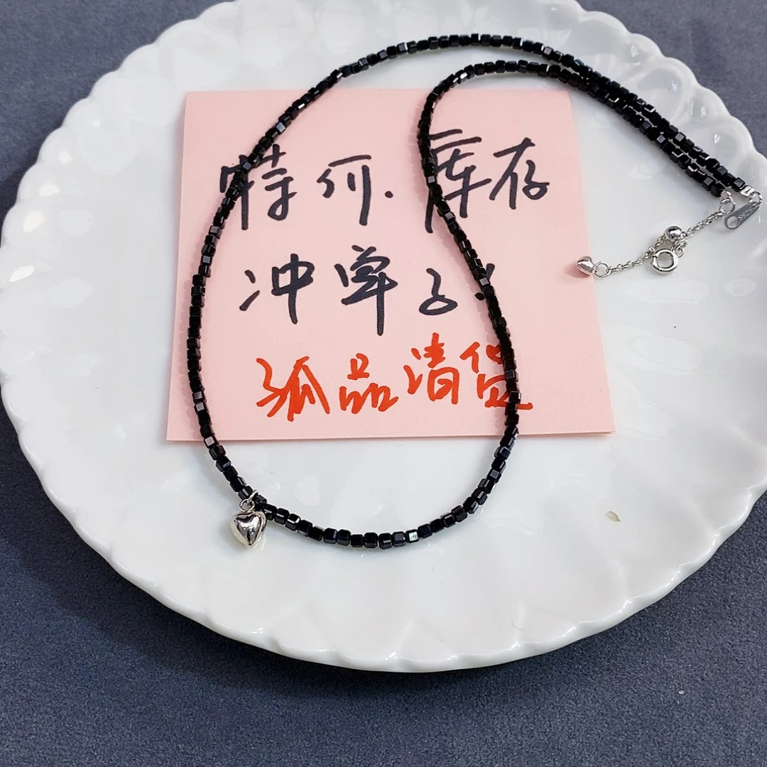 银S925镶嵌清库存特价方切尖晶石项链尖晶石