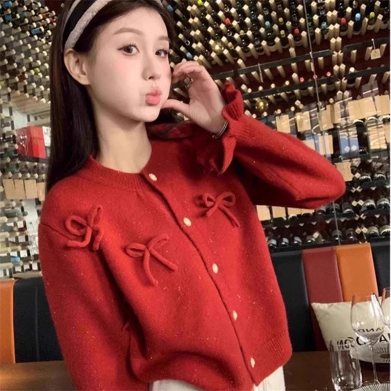 05区圆领蝴蝶结毛衣开衫（3款颜色）