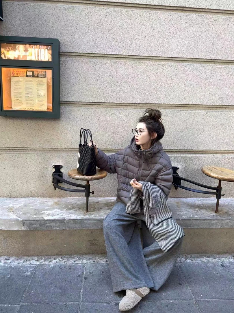 秋冬搭配一整套韩系高级感穿搭休闲百搭棉服外套休闲阔腿裤两件套