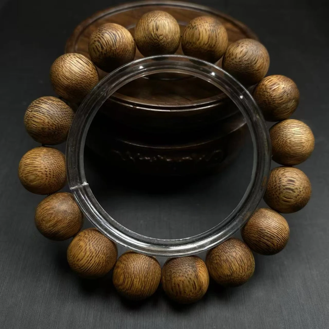 沉香（假一罚万）海南莺歌绿奇楠14mm圆珠单圈文玩手串