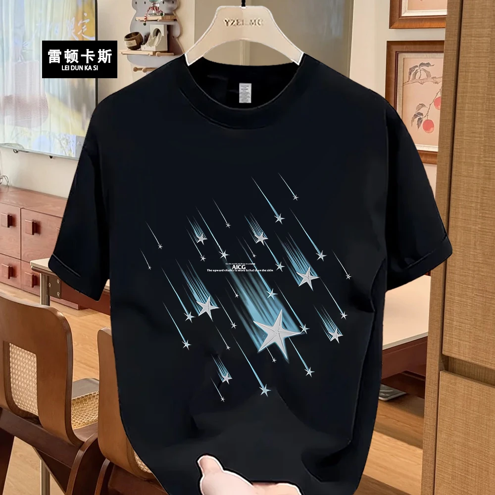 雷顿卡斯美式痞帅重磅纯棉短袖T恤青年男女款夏季ins潮牌圆领上衣