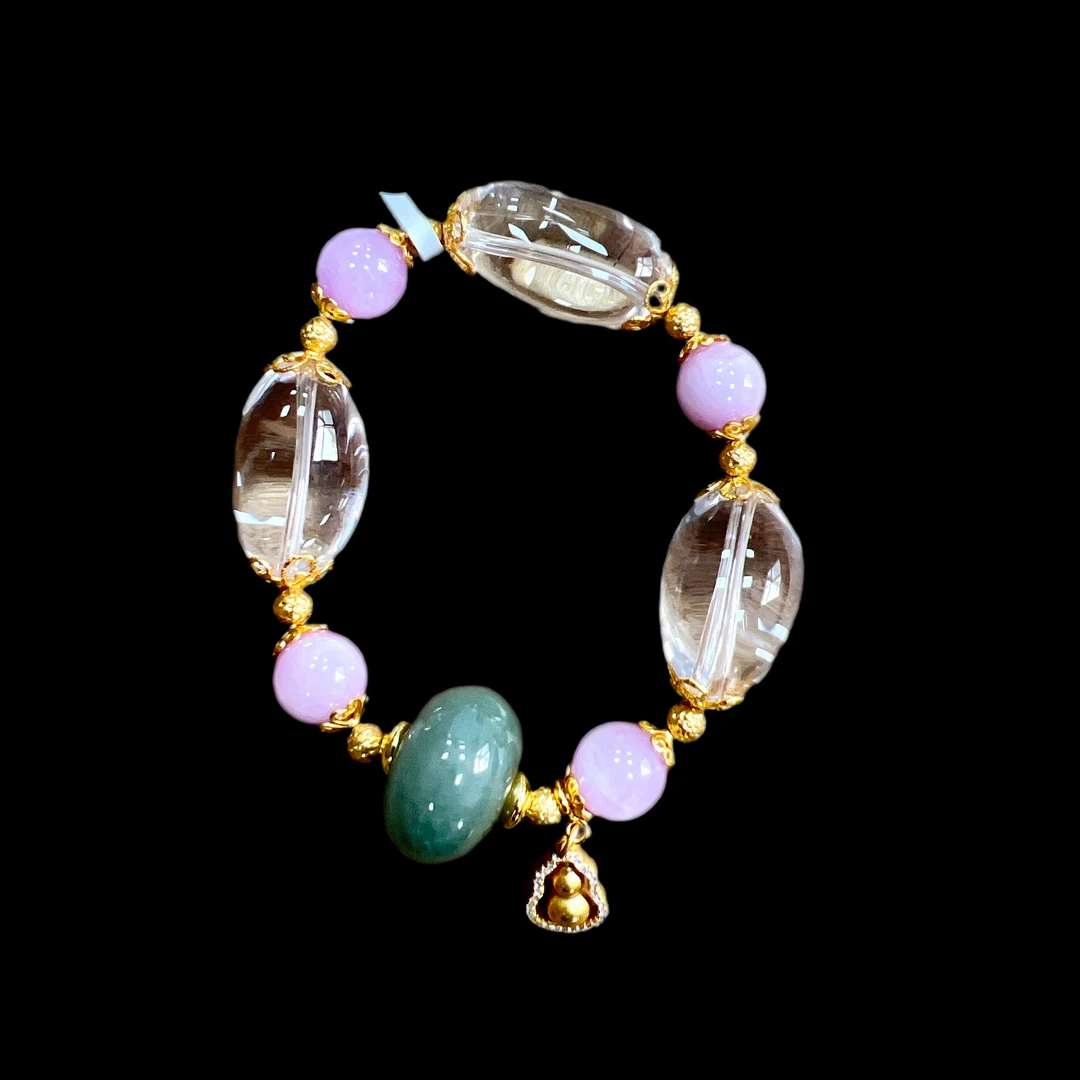 6449-白水晶➕翡翠手串 孤品、