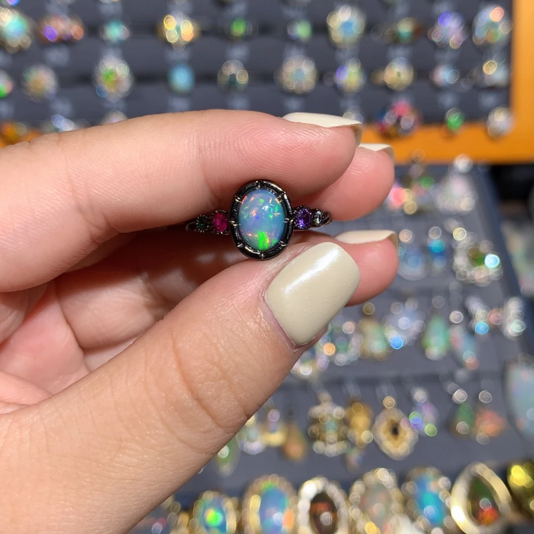 银S925镶嵌欧泊欧泊福利戒指l