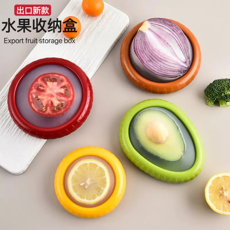出口新款水果盒硅胶收纳盒柠檬牛油果保存盒冰箱储存盒