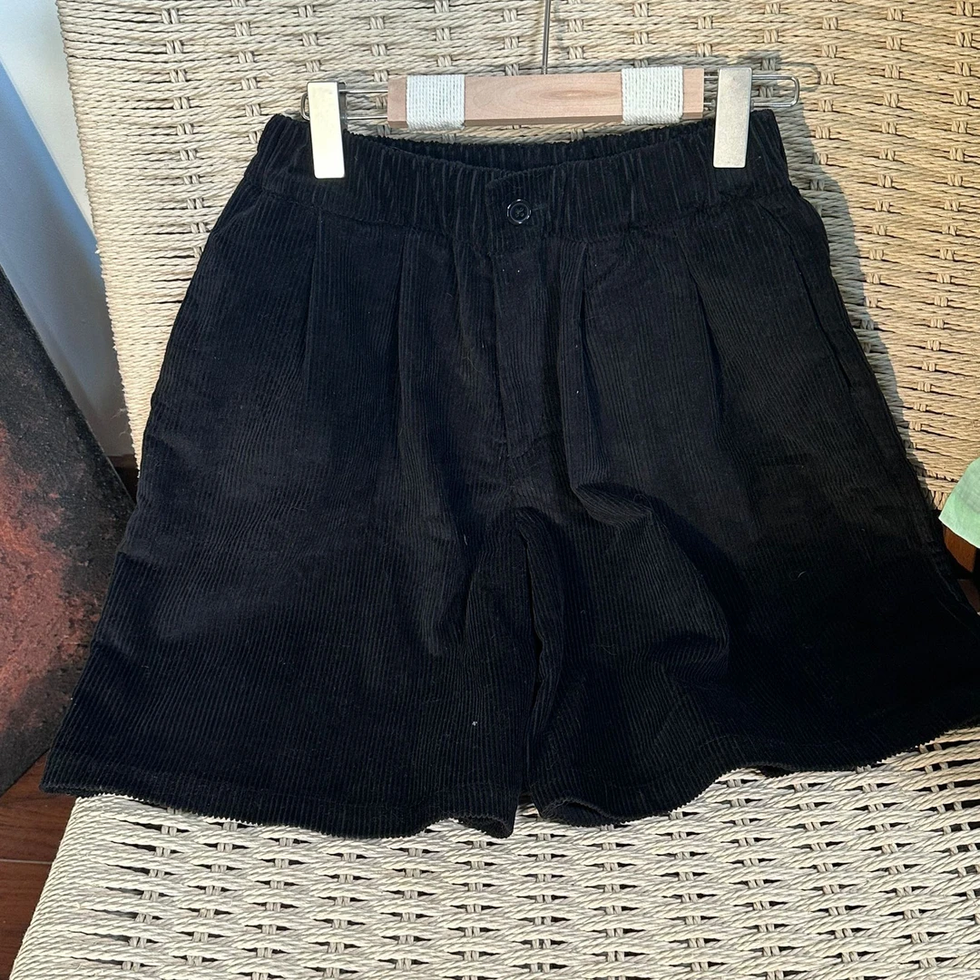 高腰厚款欧美风薄款五分裤短裤简约休闲裤阔腿女士短裤