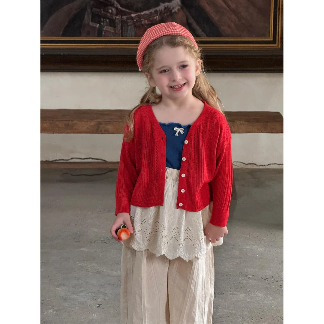 【ab.baby】春季~女童毛衣开衫韩版短款长袖上衣洋气针织衫儿童