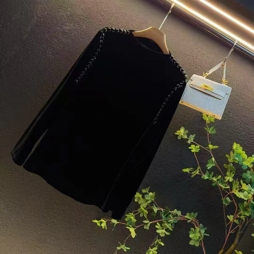 新款大码半高领2025洋气重工设计百搭显瘦时尚上衣/33321