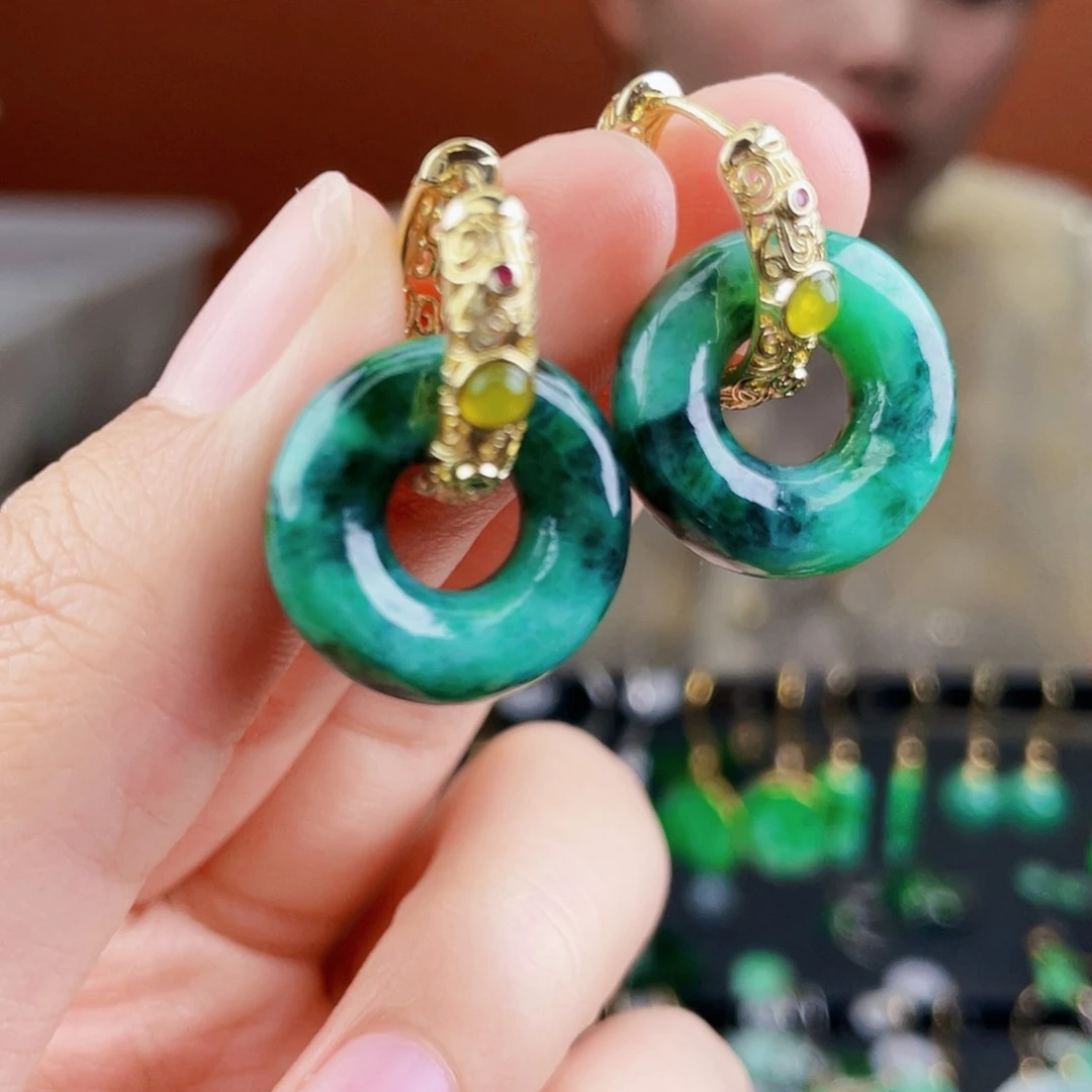 翡翠未镶嵌耳饰饰品