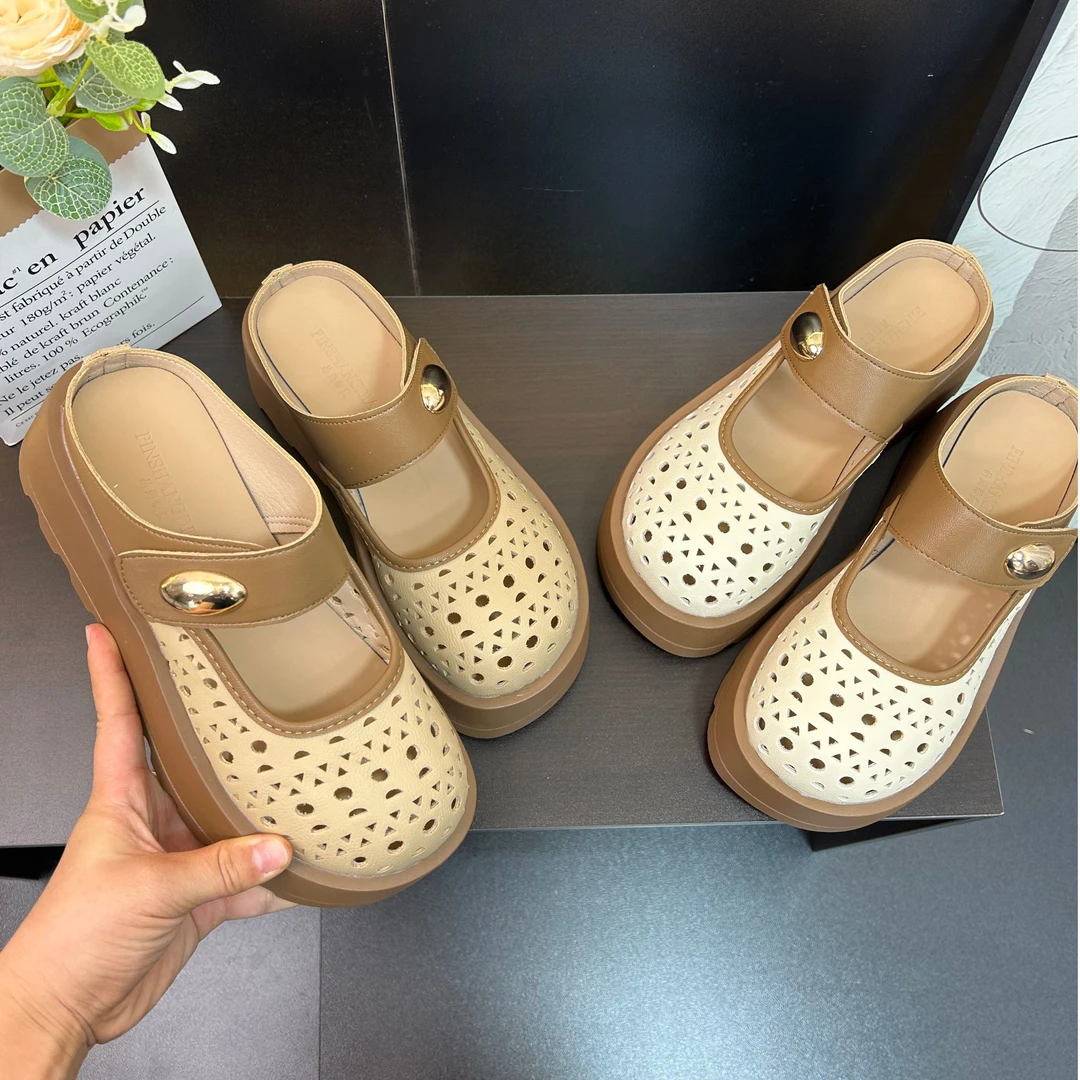 直播间专用  镂空半拖鞋女