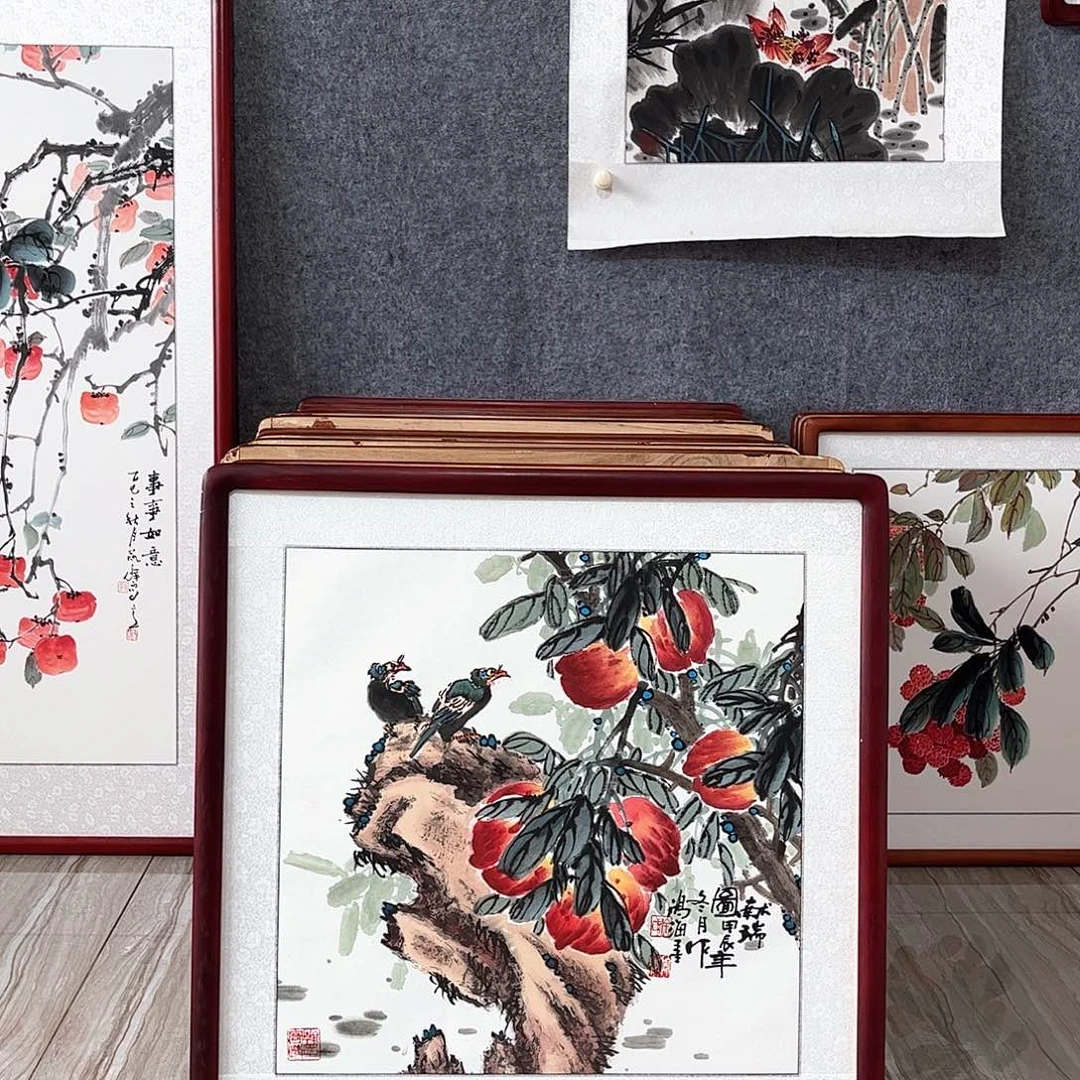 国画书画作品带框63×63