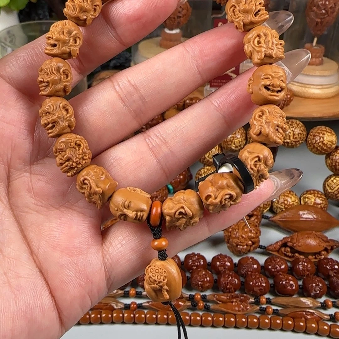 橄榄核手串/手链宽1.1小籽老树铁核梵相十八罗汉手串手持