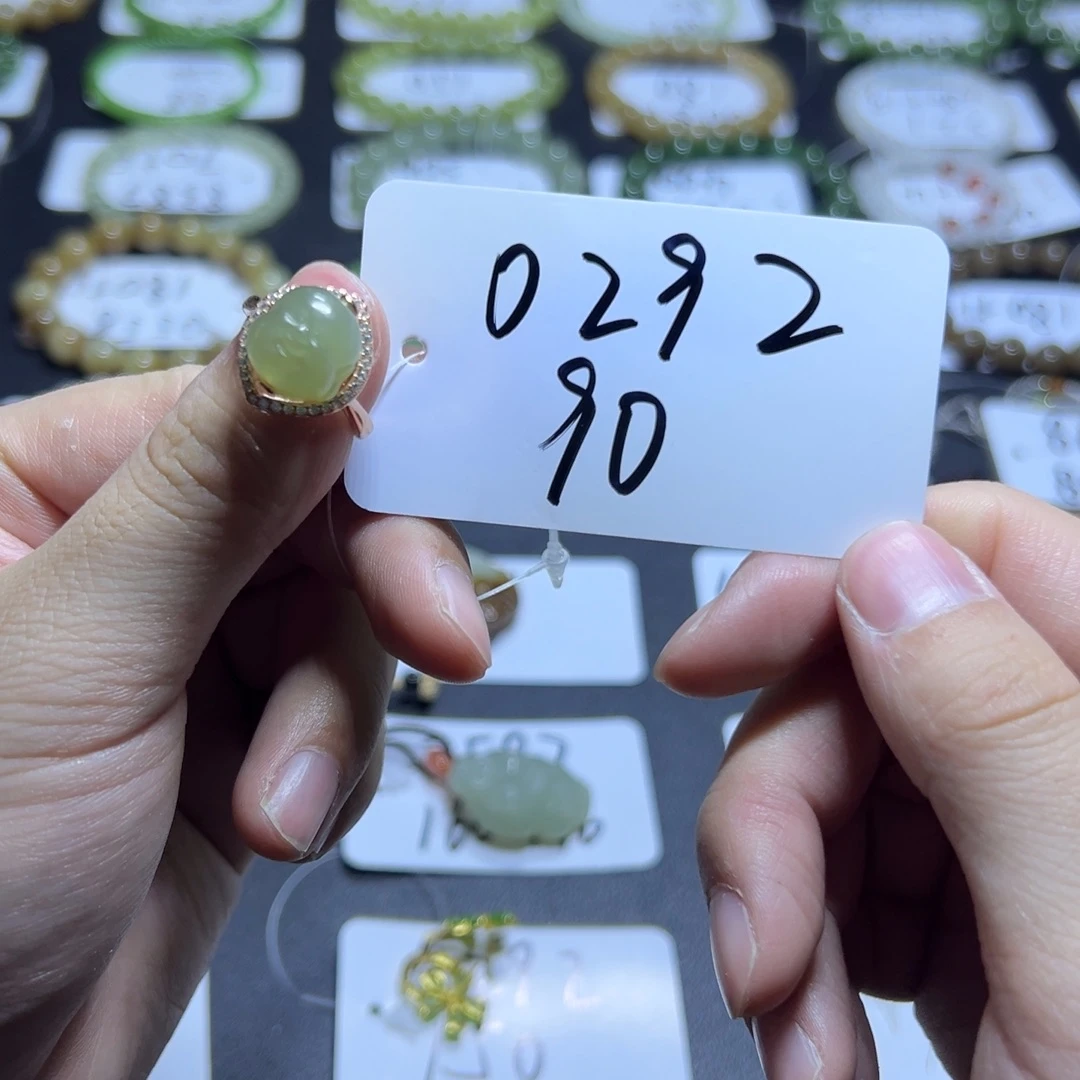 和田玉银S925镶嵌戒指0292