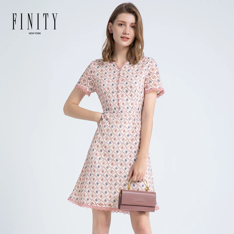 【专属】FINITY 新款连衣裙时尚收腰显瘦短袖裙 F21UC5182L