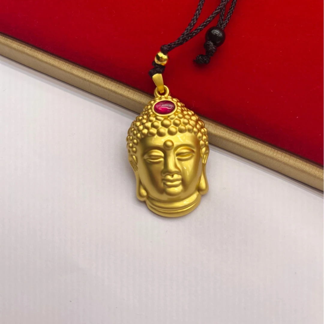 【梅总专属】天然红宝石佛像金镶嵌佛头吊坠
