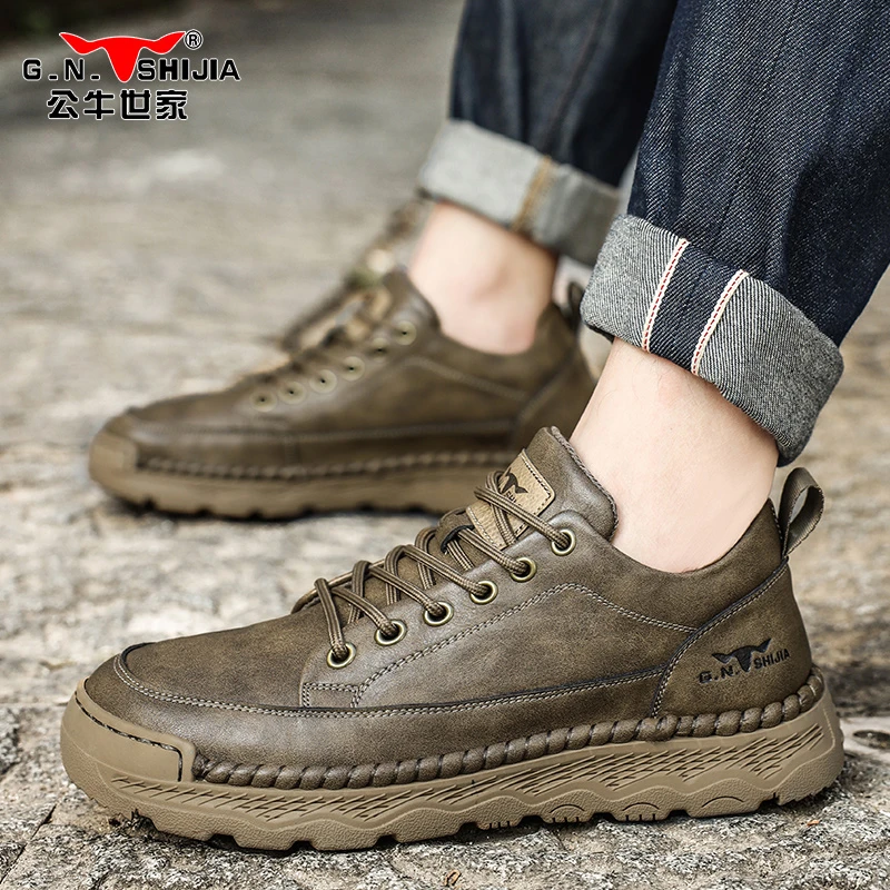 公牛世家2025新款秋季男鞋时尚极简风休闲皮鞋工装皮鞋修面皮鞋子
