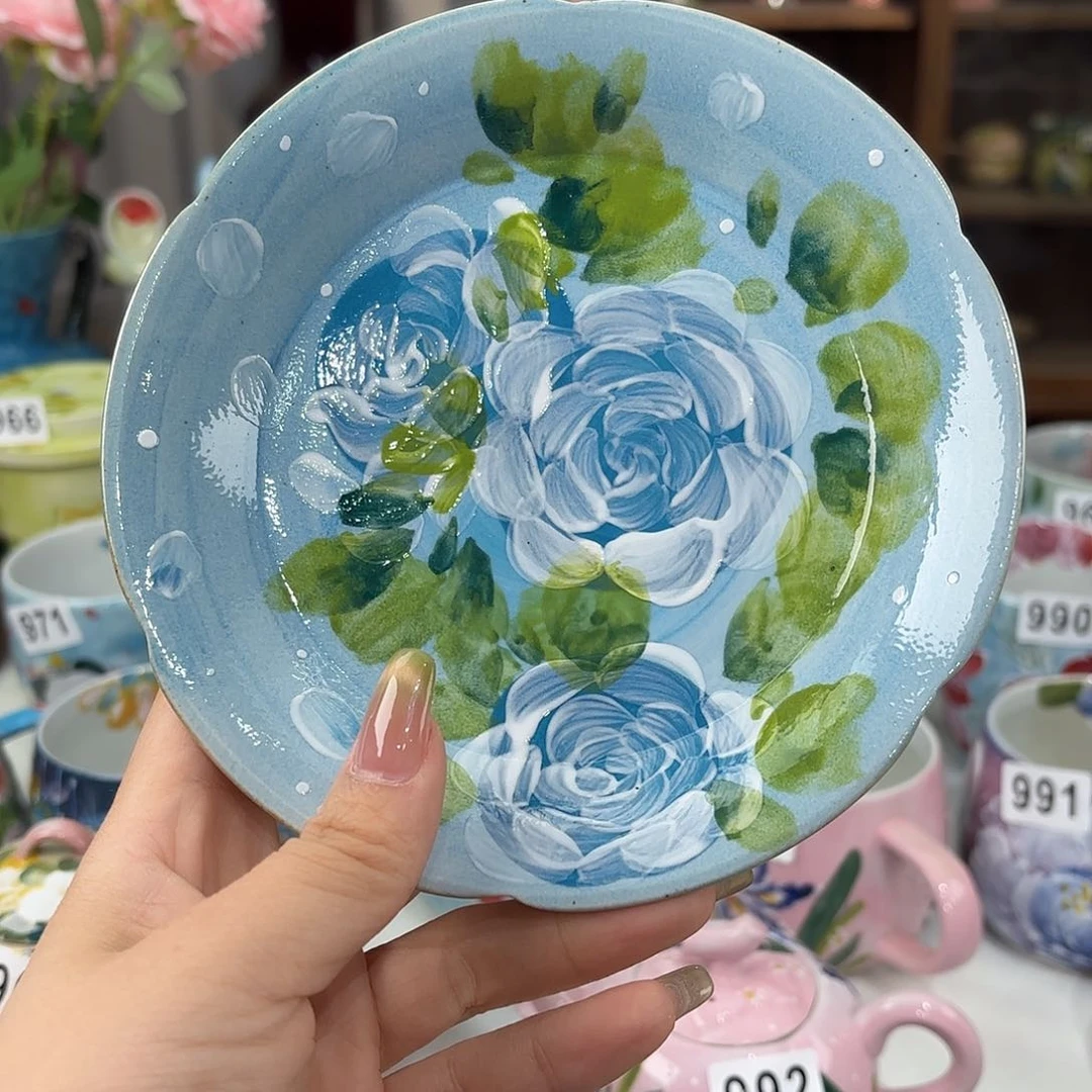 瓷片景德镇手绘高温釉下彩陶瓷茶具
