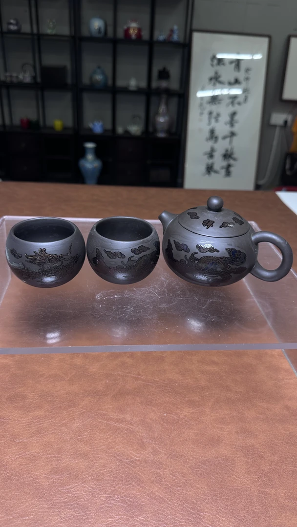 变色紫砂黑龙凤一壶两杯@ZHZ140
