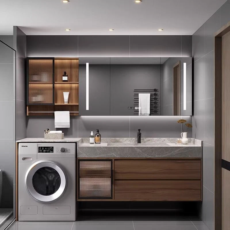 2025年新款阳台一体洗衣机柜轻奢岩板浴室柜卫生间洗漱台洗脸盆柜