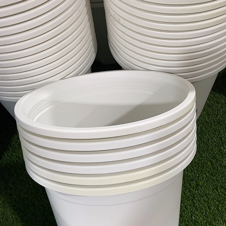 塑料四季盆295口径白色25元6个不带拖