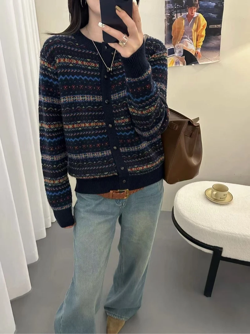 29新款秋冬费尔岛潮流休闲毛衣女装长袖百搭（不能高温水洗机洗）