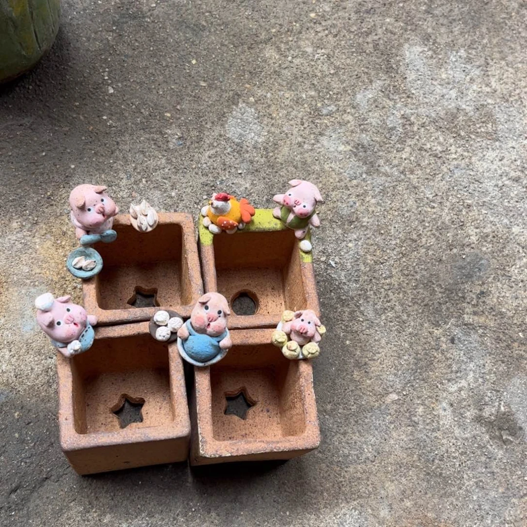 S***w泥塑古镇炻陶花盆