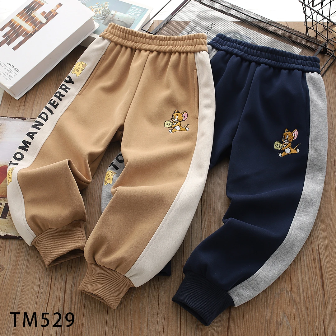 TM529侧拼卡通刺绣儿童长裤